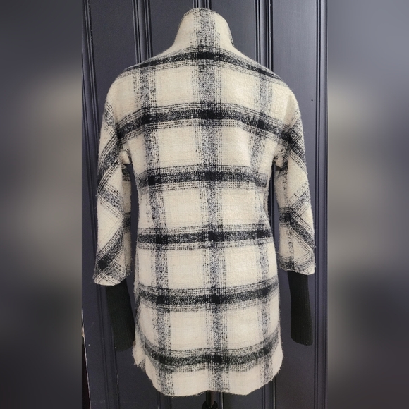 Black and Cream Checkered Coat, Express - Picture 2 of 8
